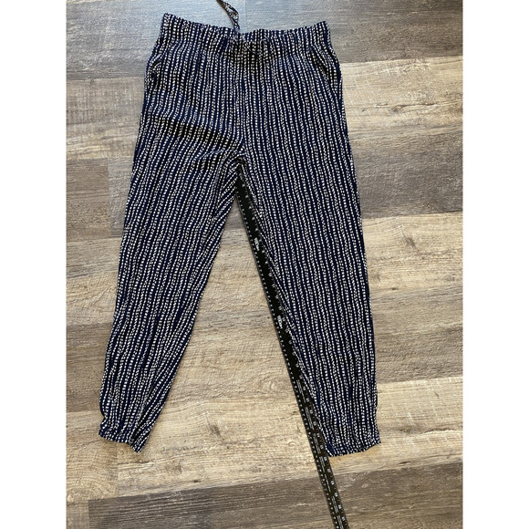 Per Se Pants Pull On Elastic Waist Navy Blue & White Casual Rayon Lounge Joggers - Picture 6 of 10